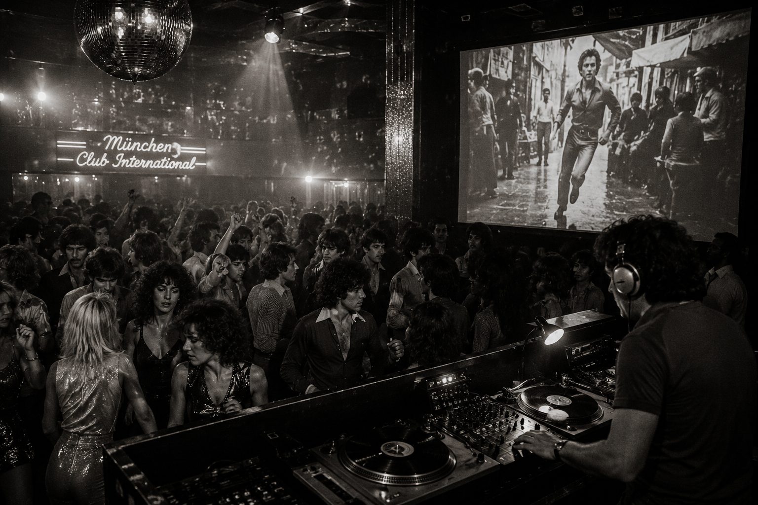 Late-70s nightclub with projected film imagery
