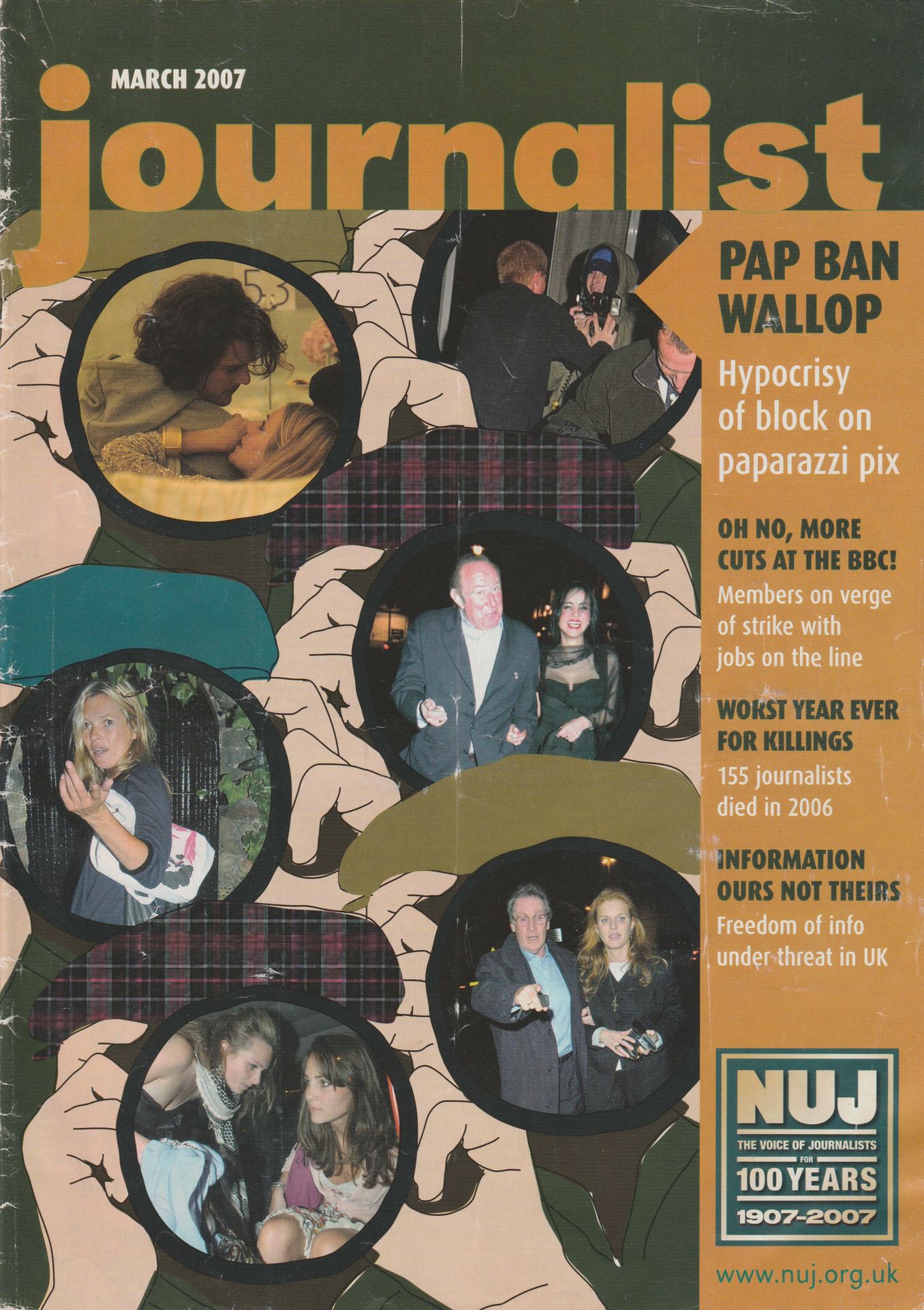Journalist magazine, March 2007. Cover feature examining the ethics, economics, and political contradictions of paparazzi photography in the UK.